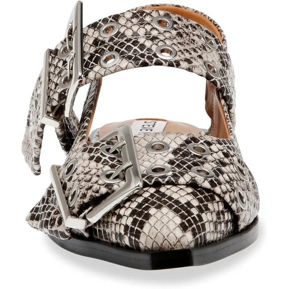 New Steve Madden Graya Snake Double Buckle Snake Print Flats Size 7.5 - Picture 5 of 11